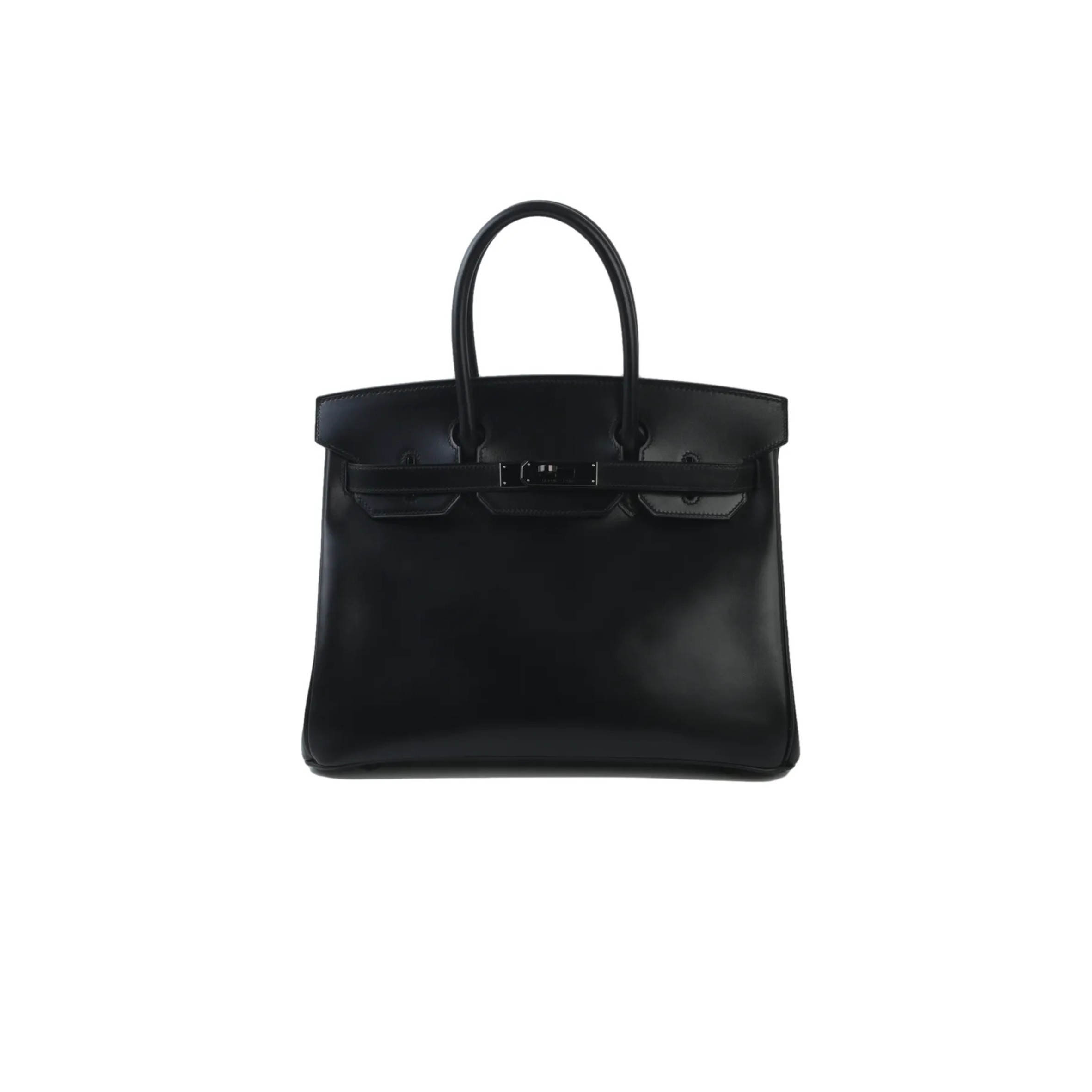 HERMES BIRKIN 30 BOX LEATHER BLACK BLACK BUCKLE BAG H079201CA89 (30*23*15cm)